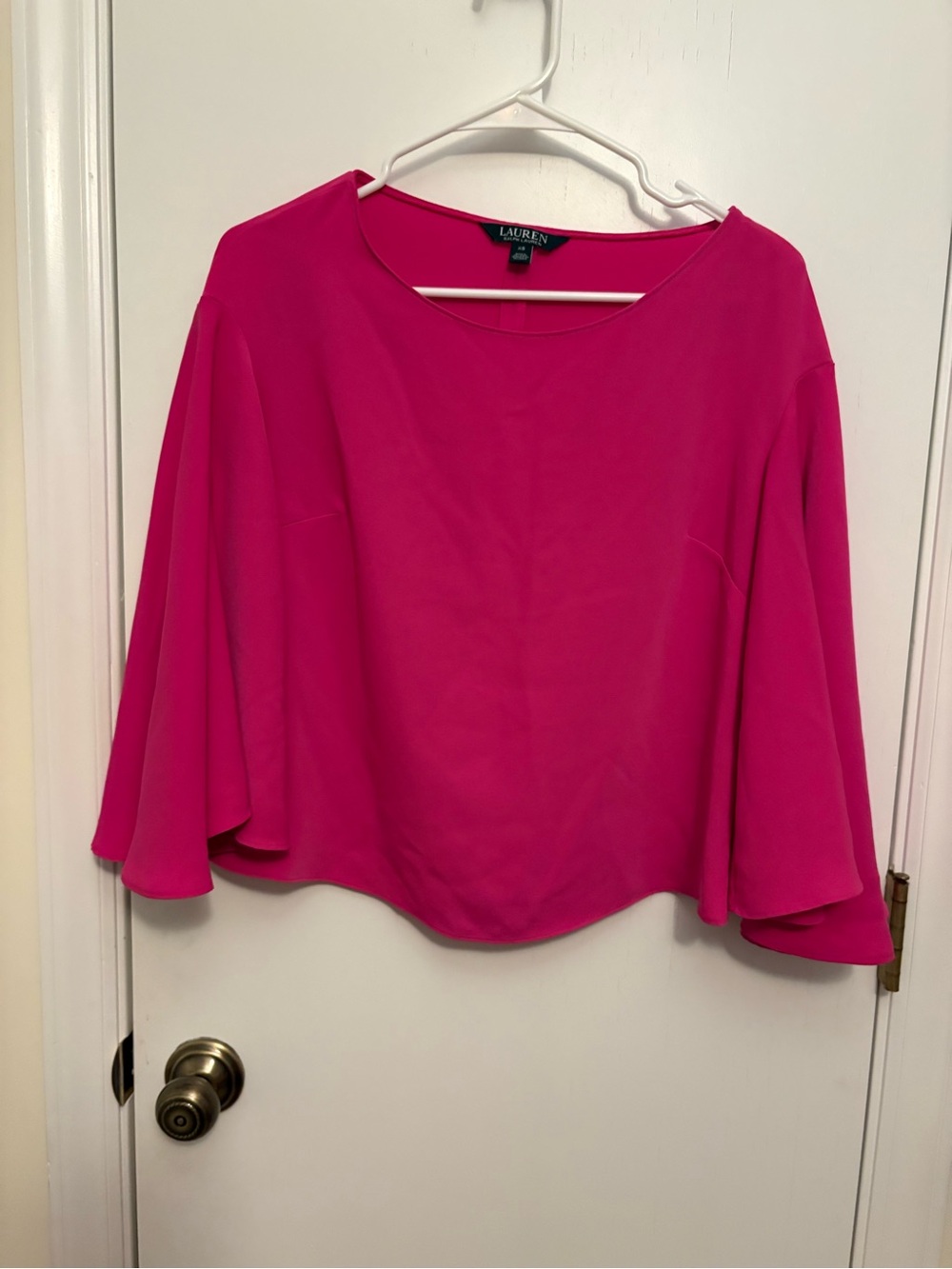 Lauren Ralph Lauren Hot Pink Flutter Sleeve Tunic Top